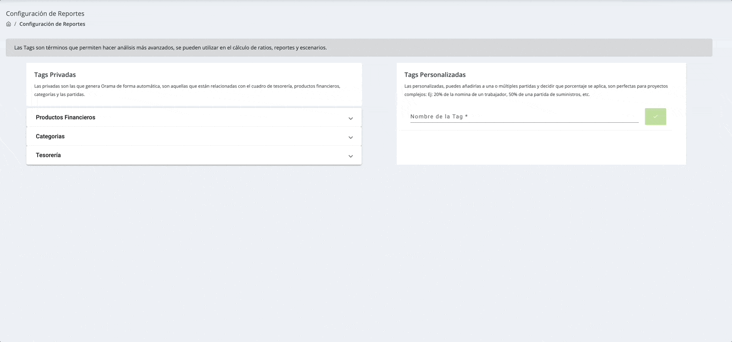 Reportes avanzados: tags personalizadas en Orama - Orama - Control y gestión de tesorería - Orama - Control y gestión de tesorería